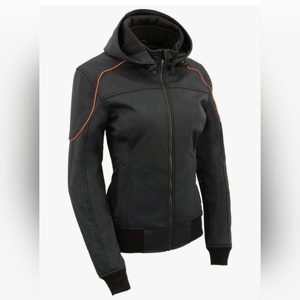 Milwaukee Leather MPL2764 Black Soft Shell Armored Motorcycle Hoodie #1194